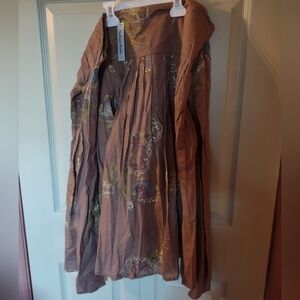 Nwt $86 Madison Studio  linen Flower Stitch Tie Back skirt Size 14